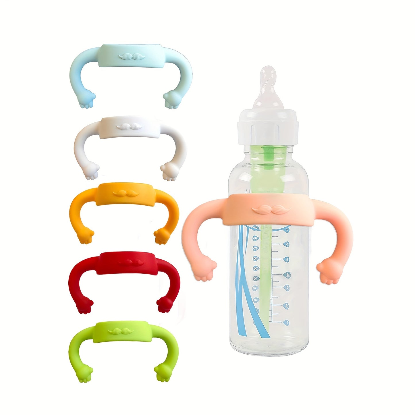 Little-Hand Silicone Bottle Handle Sleeve β Soft, Multi-Functional Grip for Easy Bottle Holding (4-24 Months)