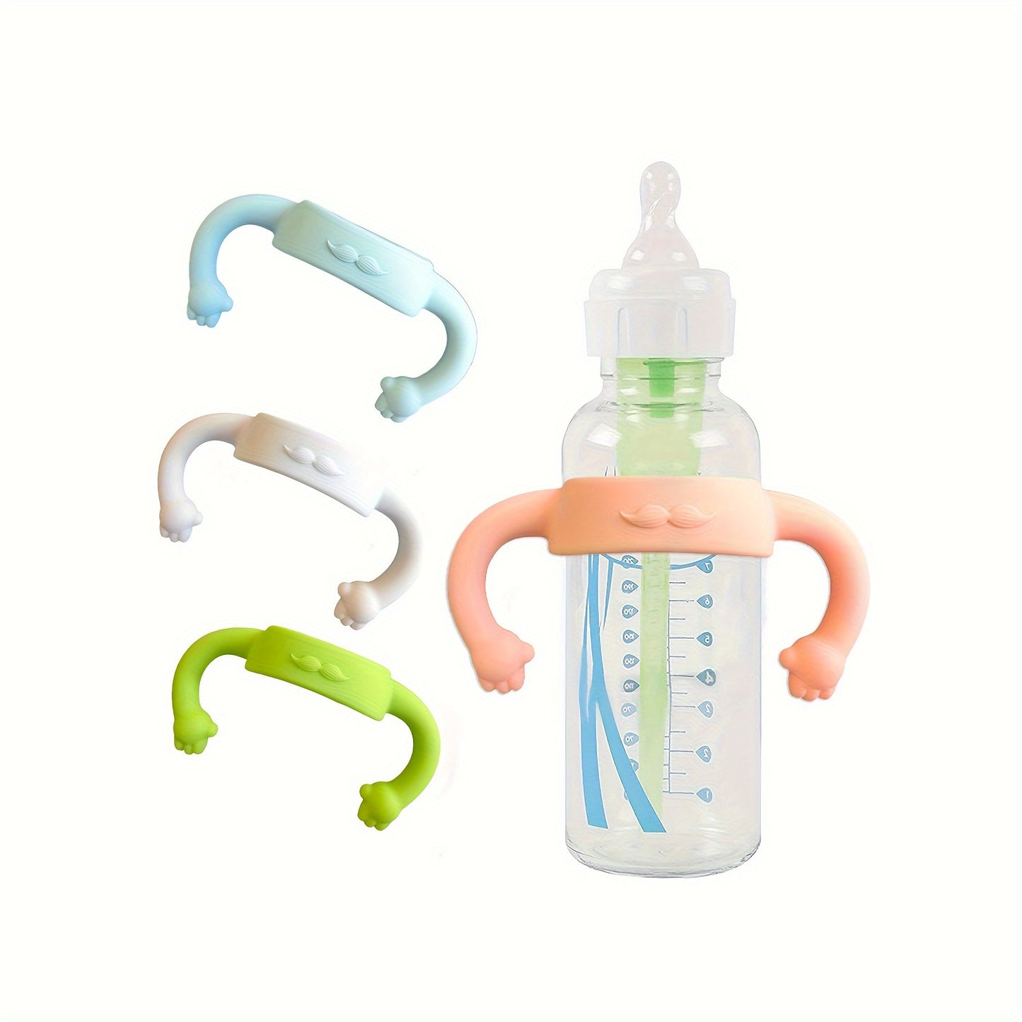 Little-Hand Silicone Bottle Handle Sleeve β Soft, Multi-Functional Grip for Easy Bottle Holding (4-24 Months)