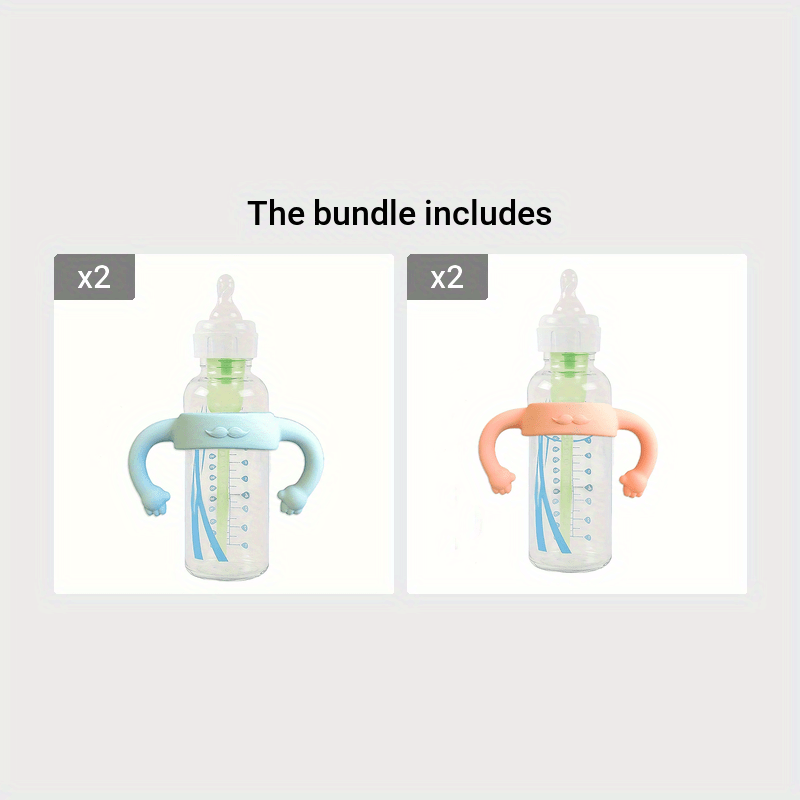 Little-Hand Silicone Bottle Handle Sleeve β Soft, Multi-Functional Grip for Easy Bottle Holding (4-24 Months)