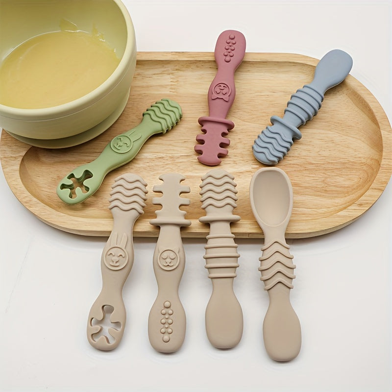 4-Piece Baby Silicone Spoon & Fork Set – Soft, Food-Grade Cutlery for Safe & Easy Self-Feeding