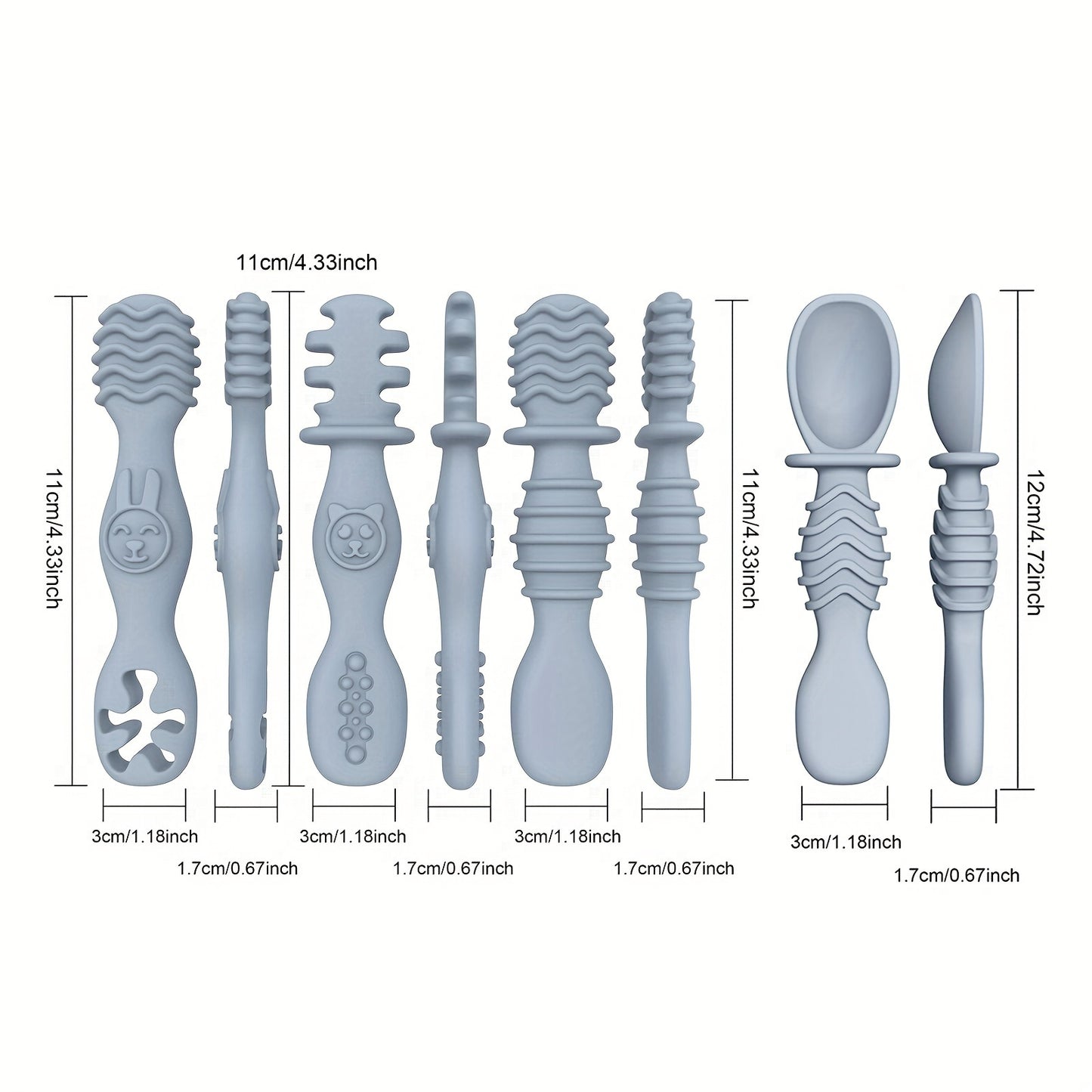 4-Piece Baby Silicone Spoon & Fork Set – Soft, Food-Grade Cutlery for Safe & Easy Self-Feeding