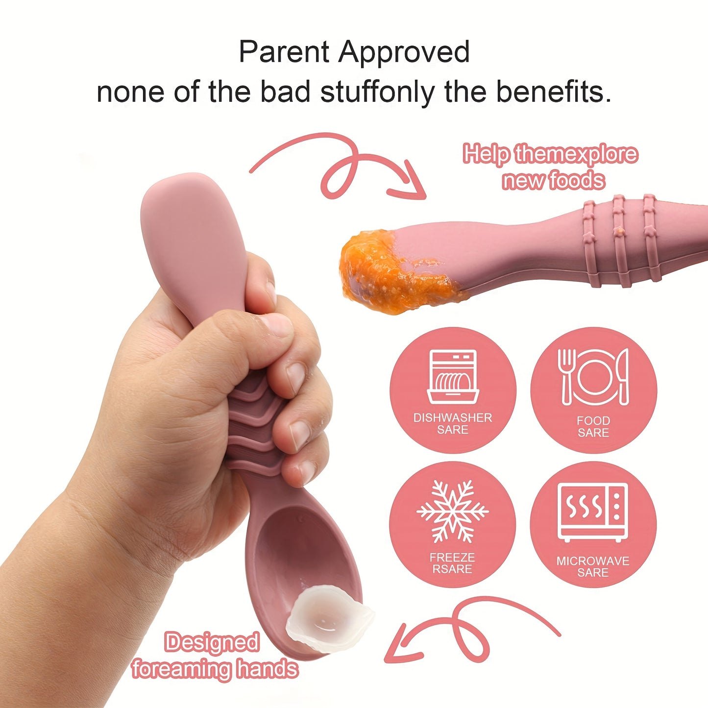 4-Piece Baby Silicone Spoon & Fork Set – Soft, Food-Grade Cutlery for Safe & Easy Self-Feeding